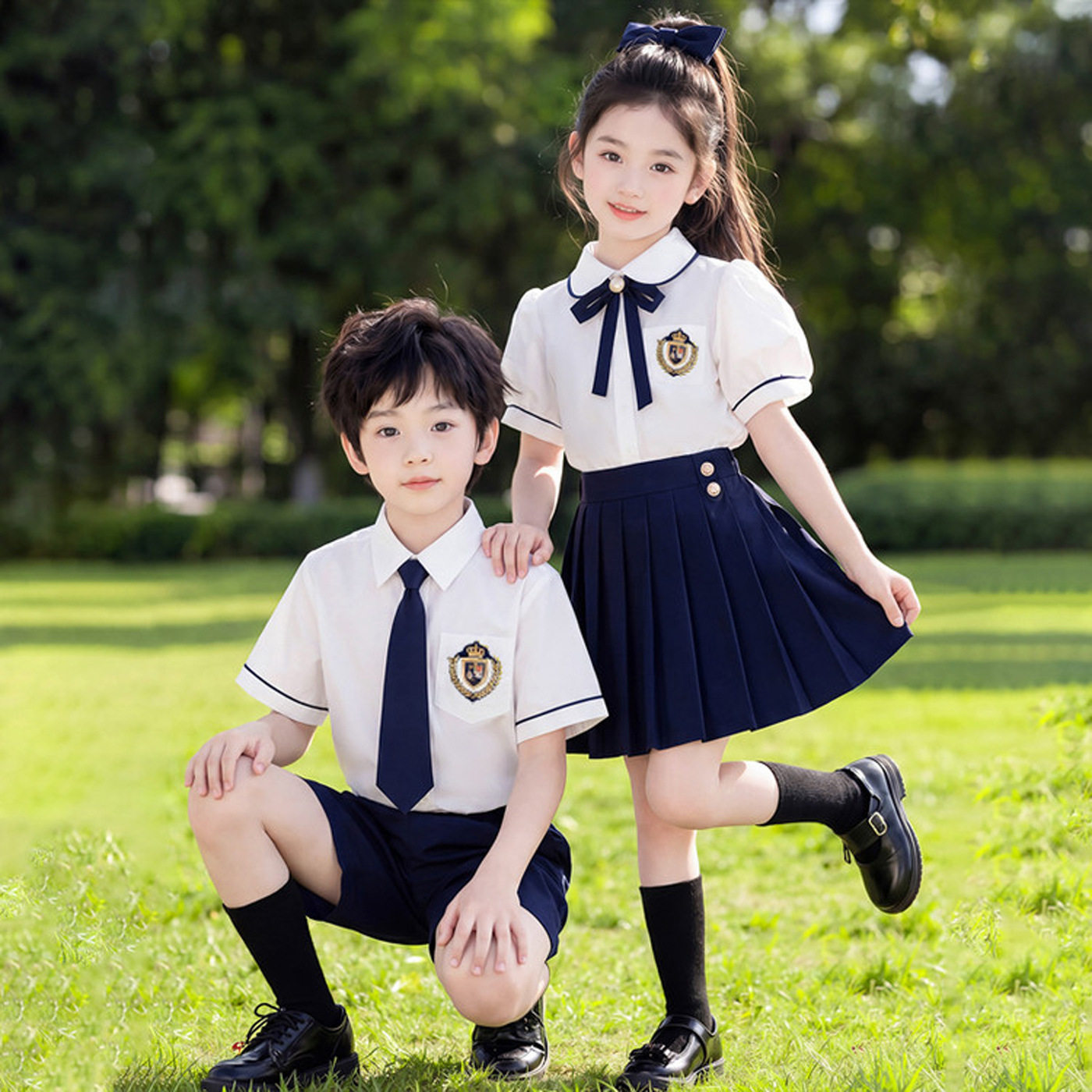 儿童学院风校服演讲演出服图片