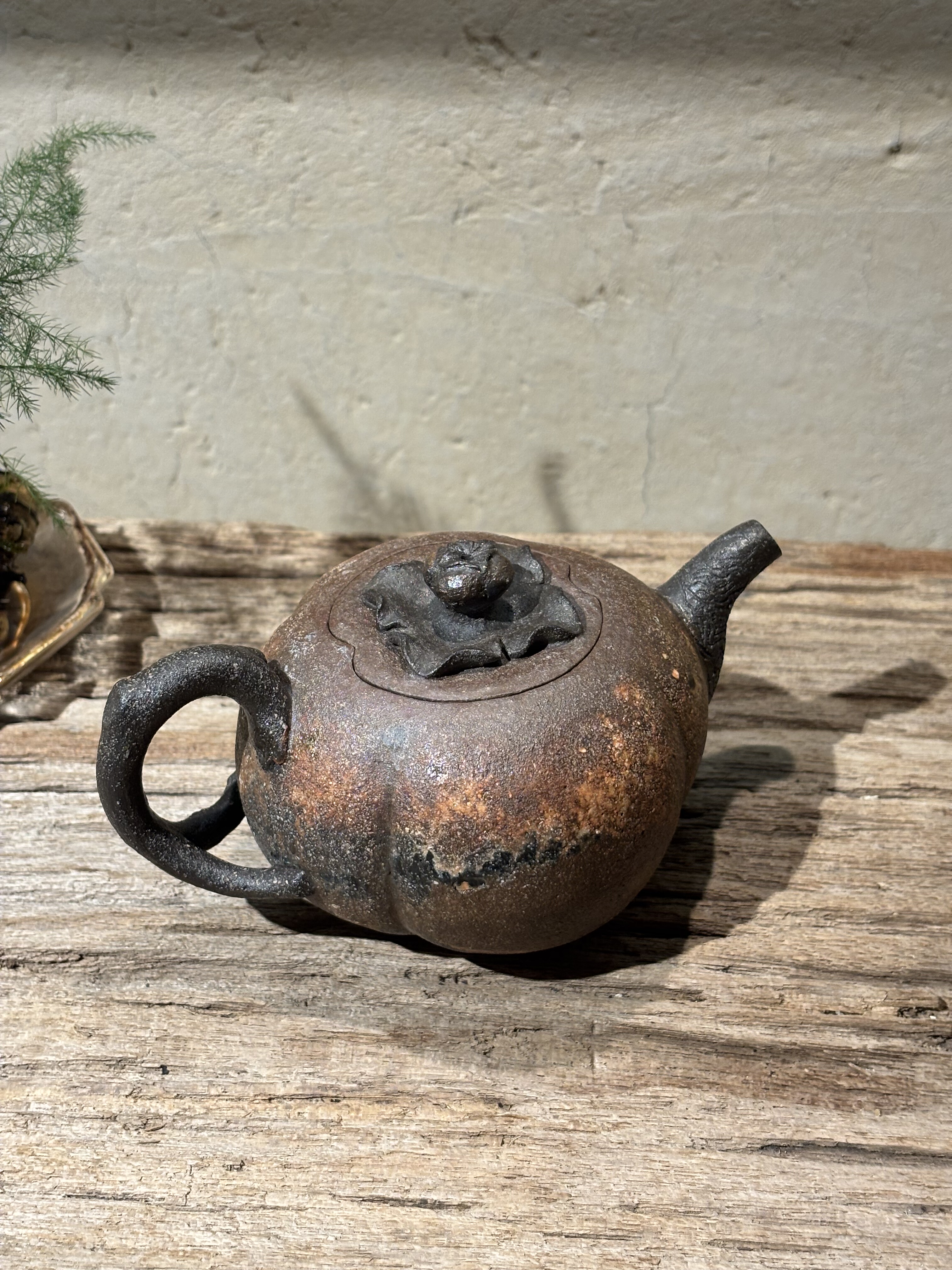 台湾廖明亮岩矿柿柿如意壶老岩泥全手工老茶软化茶汤普洱茶壶