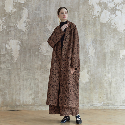 松弛感oversize极简风衣T23秋冬超长大码系带复古西装廓形外套