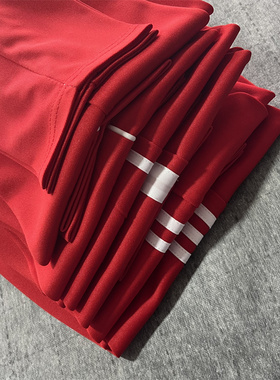 一道白边直筒校服裤男女中小学生红色白条两道杠运动裤宽松校服裤