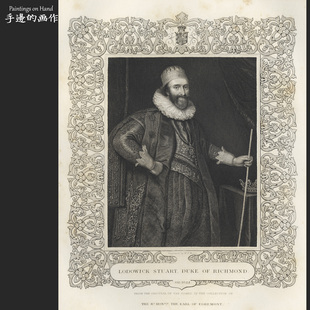 英国1835年铜版画雕刻高品质软装装饰老物/皇家贵族/里士满公爵