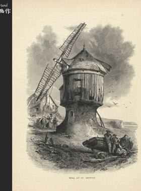 英国木刻版画插图艺术古董收藏