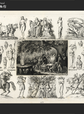 美国1849年古董铜版画钢版画收藏/G.Heck百科/欧洲神话历史A.a.2