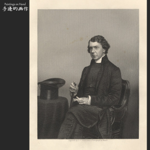 英国1860年大幅雕刻铜版画高品质艺术欧洲老物件/肖像/伦敦大主教