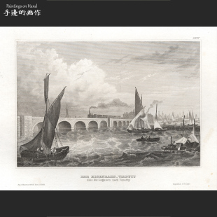 德国1850年古董雕版铜版钢版画 装饰/MEYER'S UNIVERSUM/铁路桥