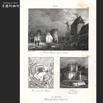 法国1823年古董vintage石印版画