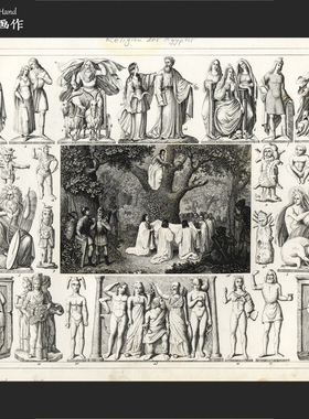 美国1849年古董铜版画钢版画收藏/G.Heck百科/希腊神话历史A.a.2