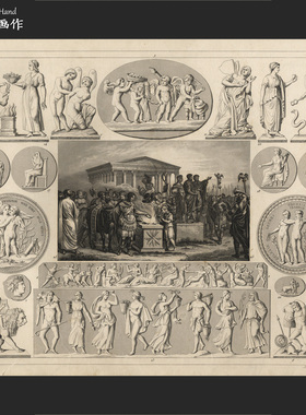 美国1849年古董铜版画钢版画收藏/G.Heck百科/罗马神像 传说历史