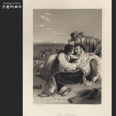 欧洲19世纪原版雕刻版画艺术老物件/PAYNE'S UNIVERSUM/兰塞罗