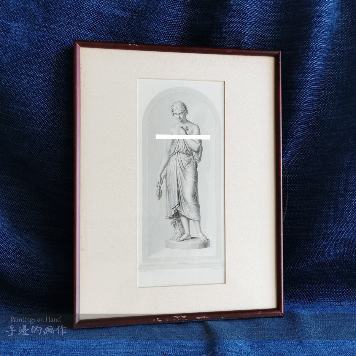 英国1862年古董雕刻版蚀刻钢版画 怀旧框画 格调收藏品 少女雕塑