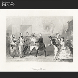 德国1885年大幅古董雕刻凹版铜版画/PAYNE'S UNIVERSUM/父老乡亲