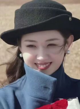 千金风黑色复古女士礼帽高级感潮