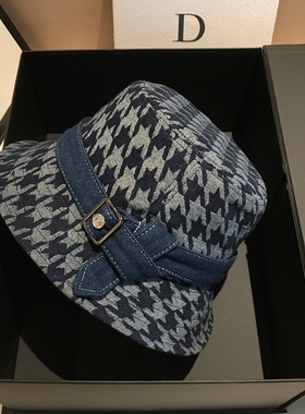 新款牛仔渔夫帽子女春秋休闲百搭蓝色防晒遮阳韩版盆帽素颜显脸小