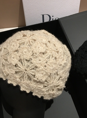 加厚双层针织帽子女秋冬保暖包头月子帽韩版毛线冷帽潮百搭显脸小