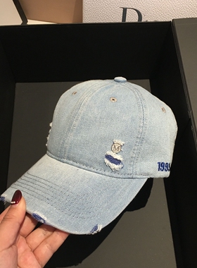 春夏新款鸭舌帽子女显脸小大头围百搭棒球帽休闲软顶日系牛仔帽潮