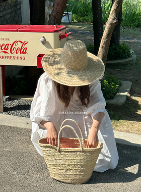 cosy zing 包包女2025新款进口度假草编织包海边沙滩手提菜篮子