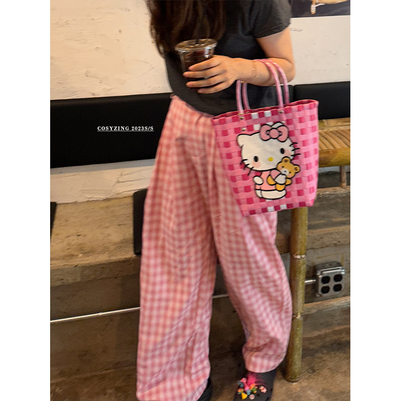cosy zing 夏威夷Kitty猫少女辣妹凯蒂猫手提包菜篮子编织购物包