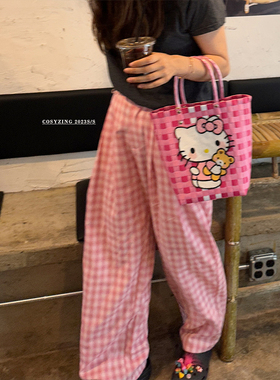 cosy zing 夏威夷Kitty猫少女辣妹凯蒂猫手提包菜篮子编织购物包