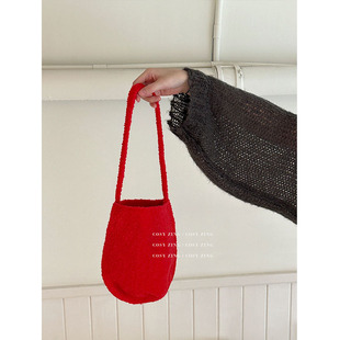 cosy 包包女秋冬毛呢可爱单肩手拎包氛围感水桶包单肩腋下包 zing