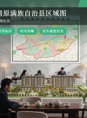 清原满族自治县区域图 现代简约装饰画 办公室挂画 定制地图挂