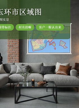 玉环市区域图 现代简约装饰画 办公室挂画 定制地图挂图