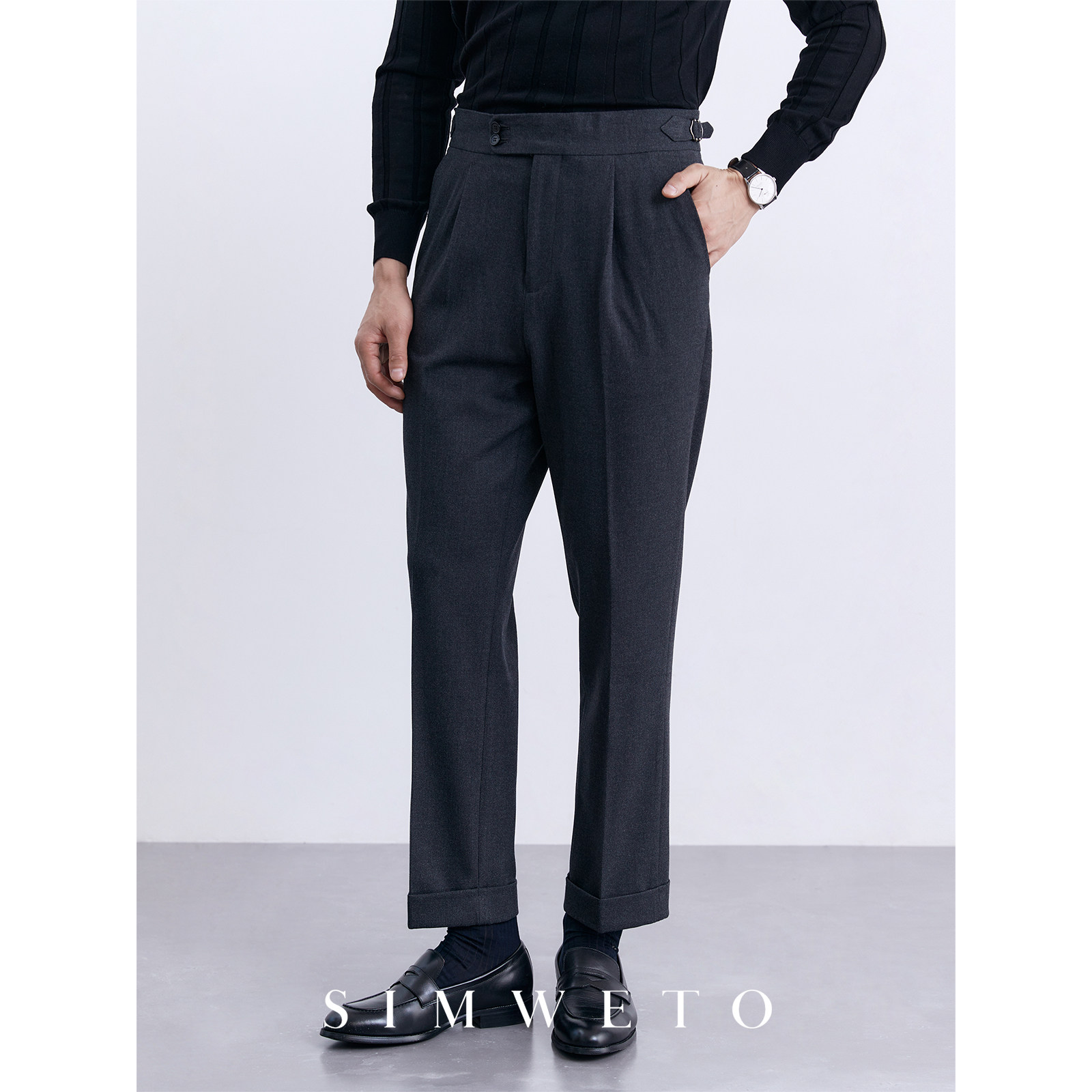 毛呢加厚温暖冬季休闲西裤