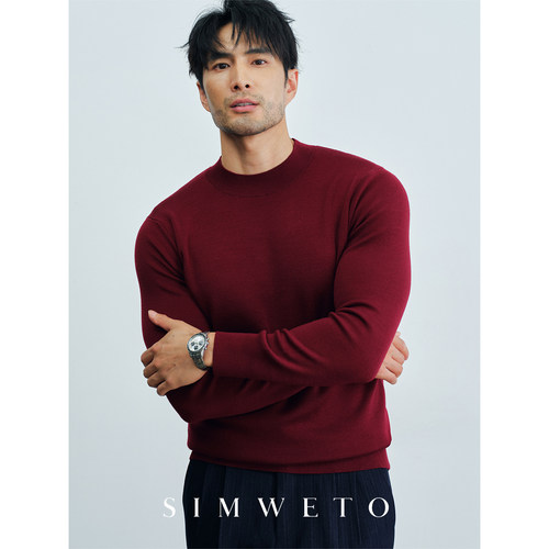 100%精纺绵羊毛衫男士