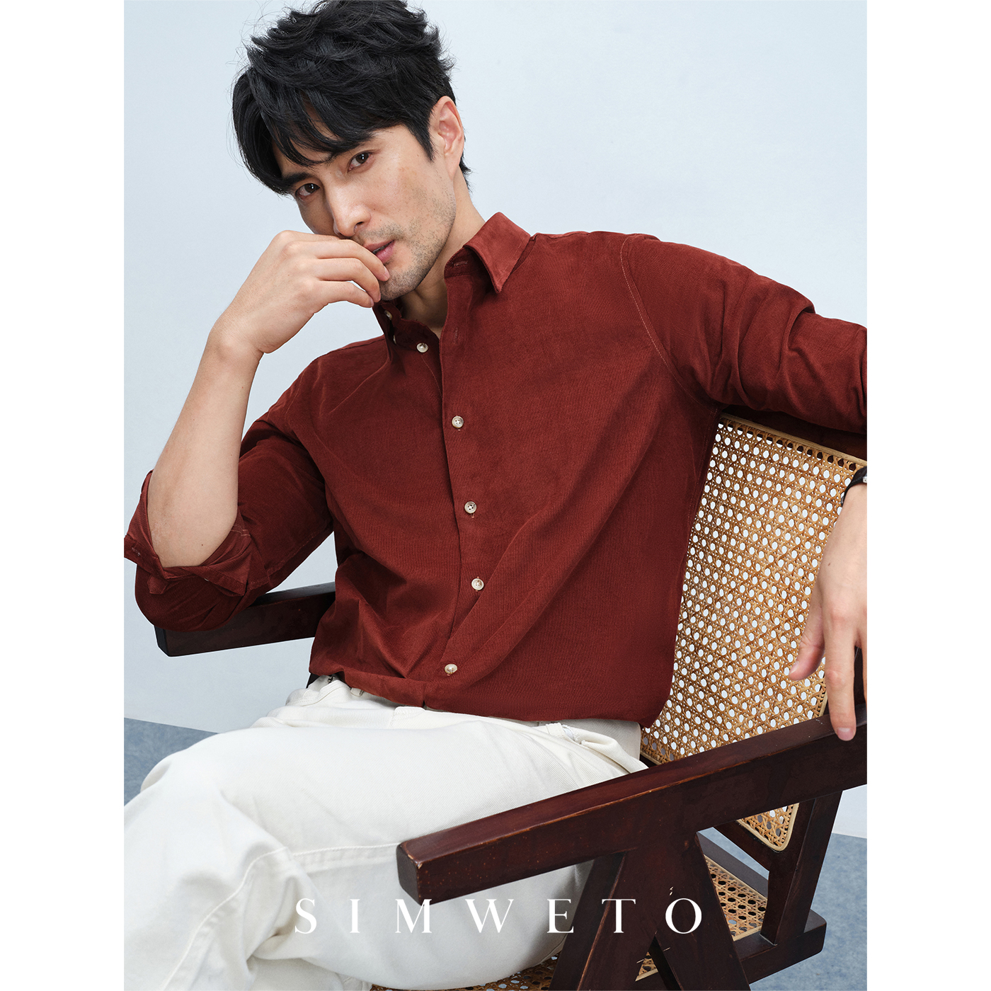 轻奢优雅老钱 保暖亲肤灯芯绒 红色衬衫男士商务休闲纯棉保暖衬衣