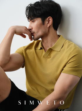 【冰爽凉感天丝】桑蚕丝polo衫v领男款夏季免烫黄色短袖老钱风T恤