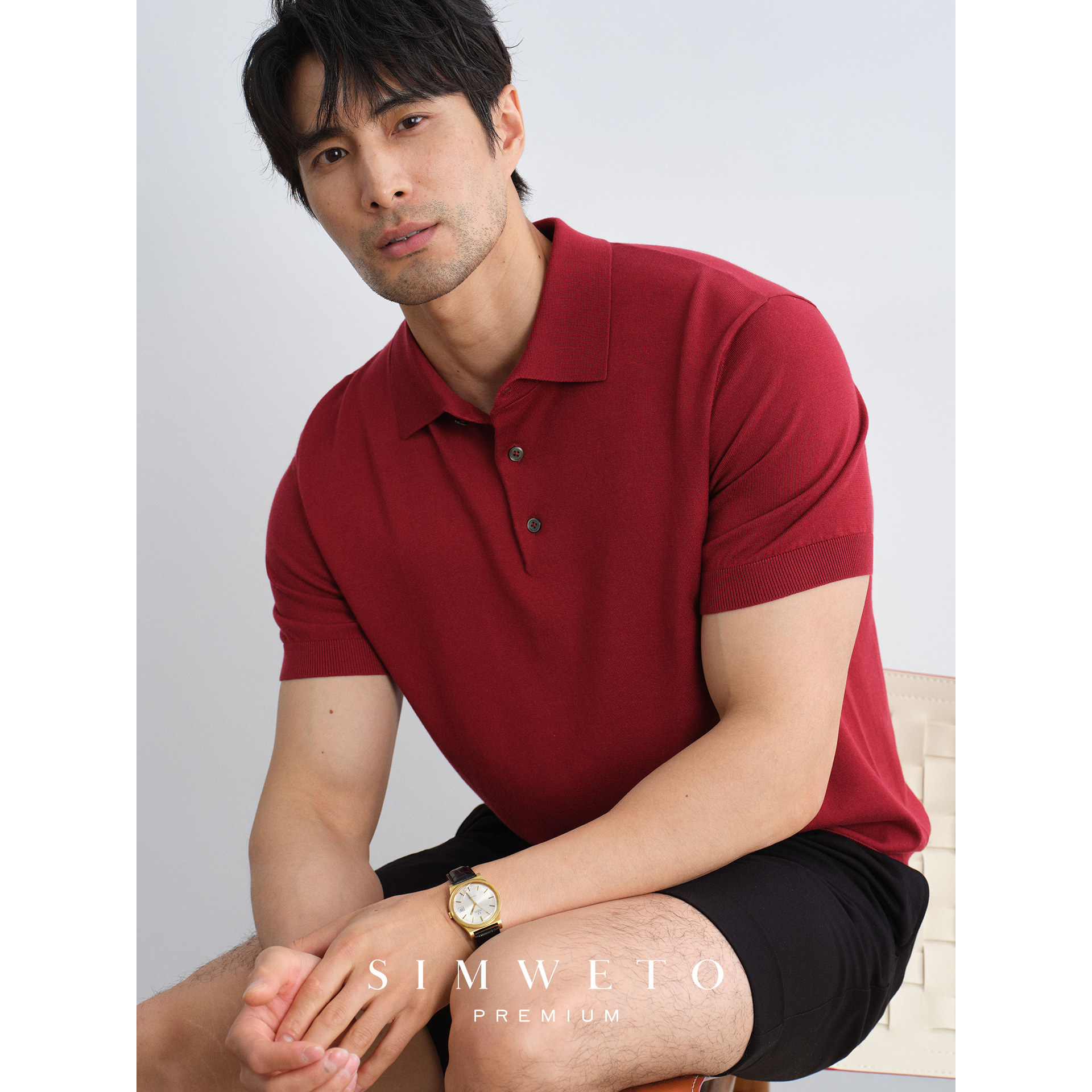 高端桑蚕丝山羊绒polo男士短袖图片