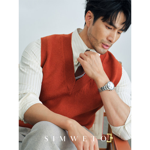 秋冬羊毛毛织背心男士