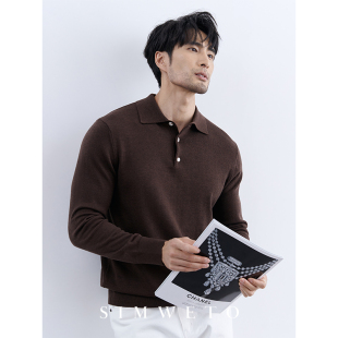 打底衫 舒适针织翻领polo衫 毛衣男 超细羊毛×桑蚕丝 秋冬保暖BI备