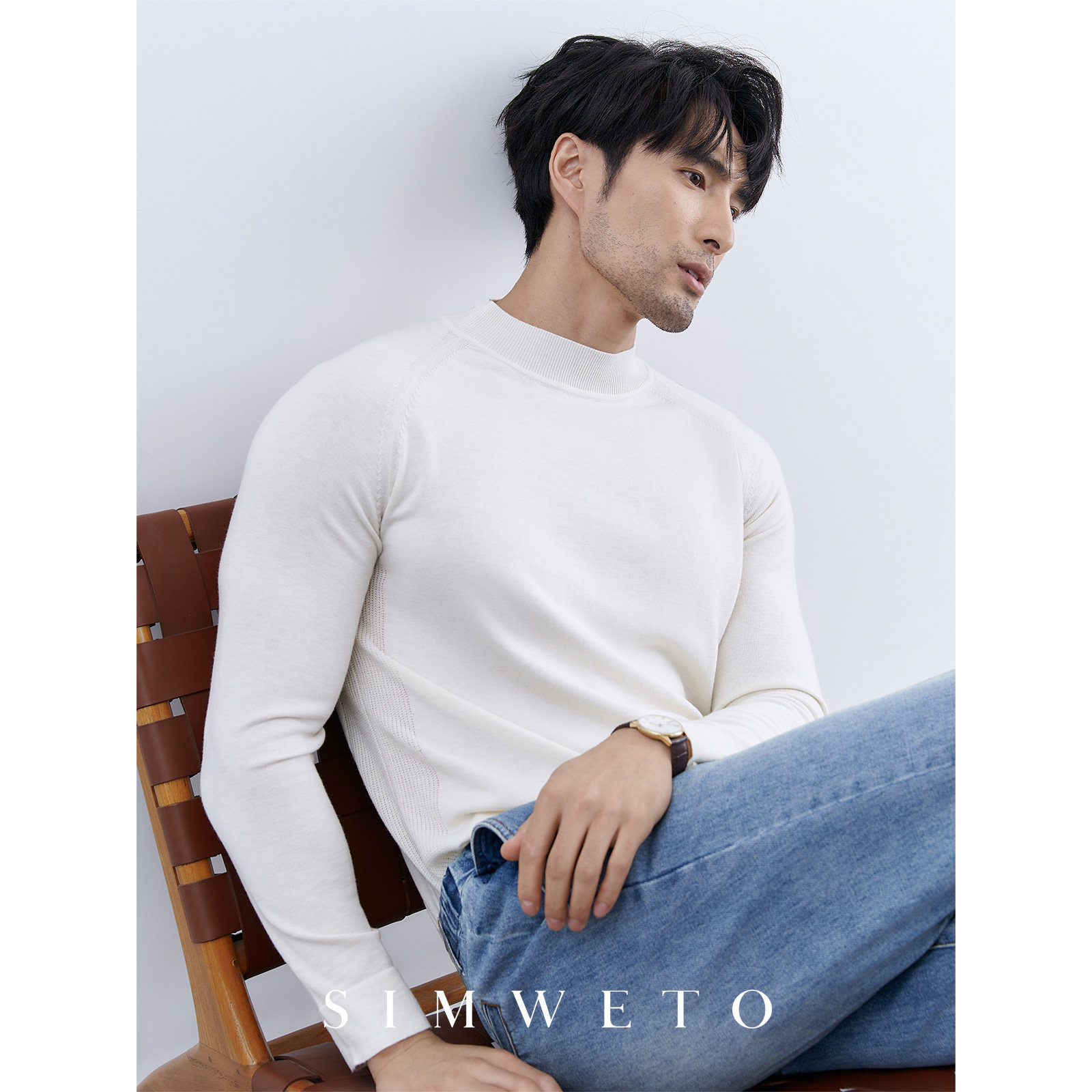 罗纹抓绒羊毛意式绅装秋冬保暖圆领毛衣休闲设计感修身针织衫男士,男装,针织衫/毛衣,淘宝优惠券,粉丝福利购,淘宝优惠卷