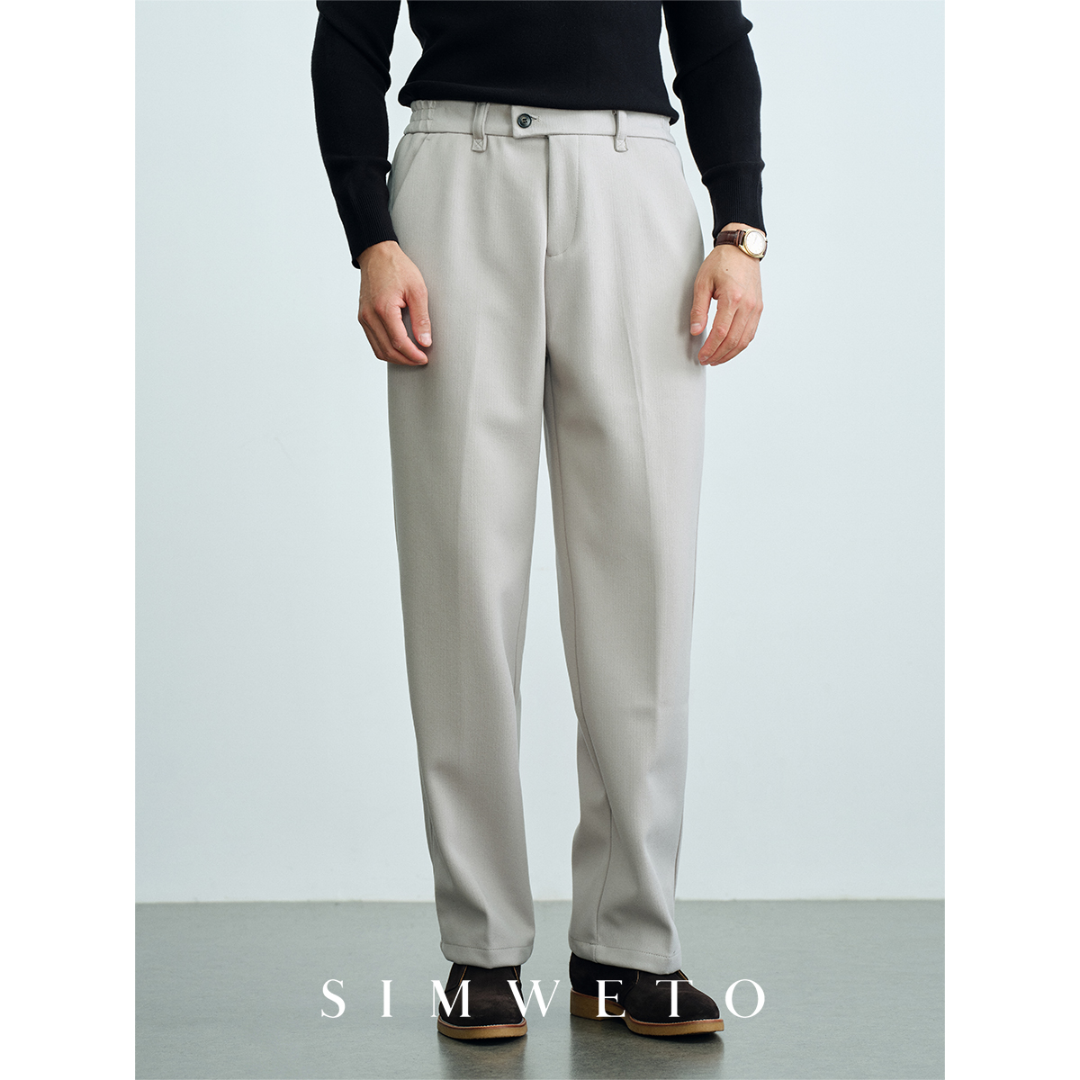 内里磨毛加厚纯色直筒免烫休闲裤