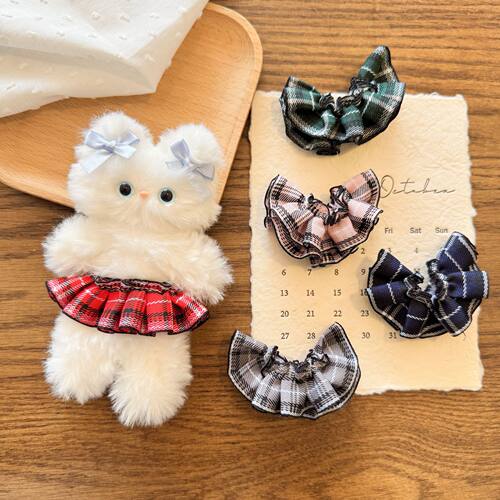 10cm娃衣格纹百褶裙 长腿kitty装扮衣服 手工diy玩偶衣服着替批发