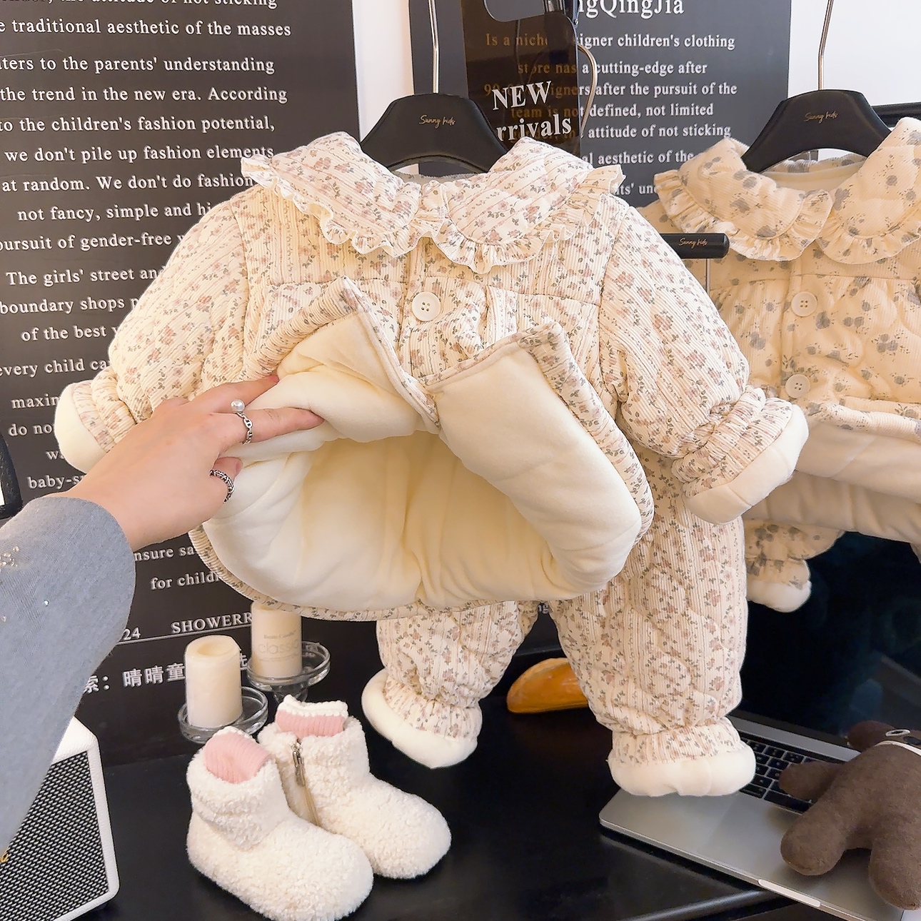 婴幼儿棉服套装冬装女宝宝保暖加厚儿童棉衣棉裤秋冬分体夹棉衣服