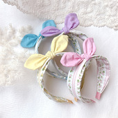 外出头扣 儿童简约宽边碎花发箍布艺蝴蝶结发卡头箍亲子款 春季 新款