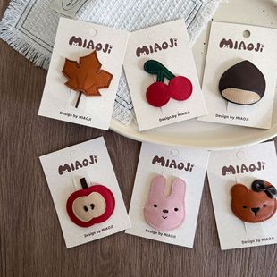 可爱儿童卡通兔子小熊发夹小女孩水果花朵碎发BB夹宝宝刘海侧边夹