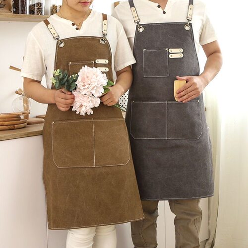 牛仔围裙定制印logo理发师奶茶店烘焙厨房餐厅耐磨帆布男女工作服