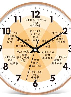 中医馆装饰挂钟理疗养生馆时钟十二时辰钟表子午流注艾灸店