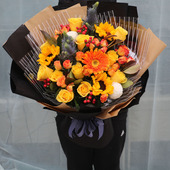 玫瑰向日葵绣球鲜花组合花束精包装 节日生日送花广州花店全国配送
