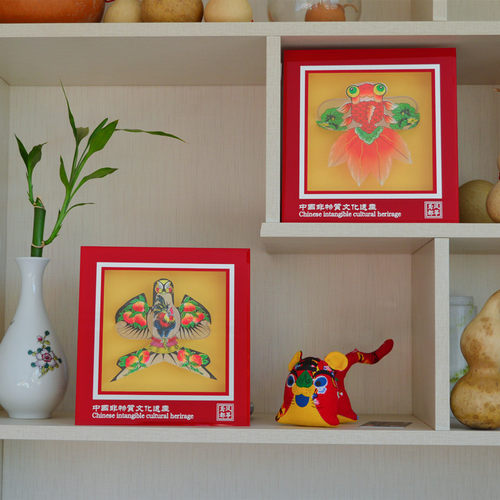 潍坊风筝丝绢摆件礼物镜框礼盒