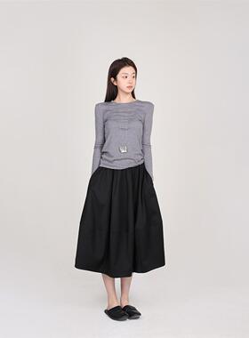 MultiMath小丁宝莉/泡泡裙/四季黑色半身裙秋休闲毛呢花苞裙女