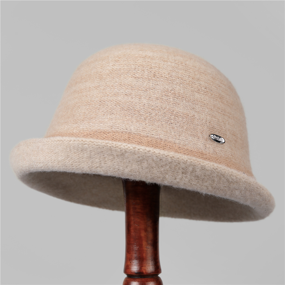 渔夫帽盆帽妈妈羊毛护耳卷边秋冬