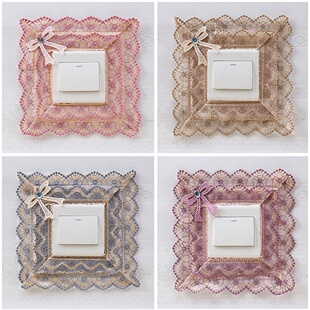 布艺开关保护套装饰贴灯开关边框套墙贴欧式单开插座花边套子