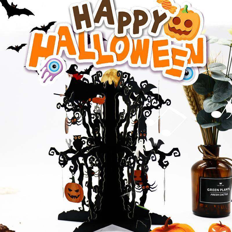 新款万圣节手工万趣味饰品礼品室内摆件雕刻镂空激光鬼节小屋摆件