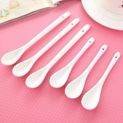 纯白骨瓷家用小号勺子创意陶瓷长柄咖啡勺调味汤匙调羹汤勺小饭勺