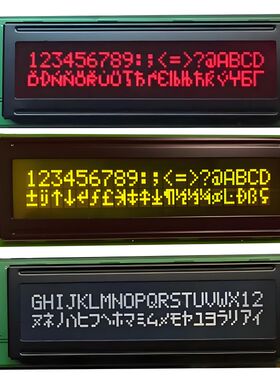 厂家直销LCD2002液晶模块点阵字符黑底红黄色通用尺寸功放显示屏