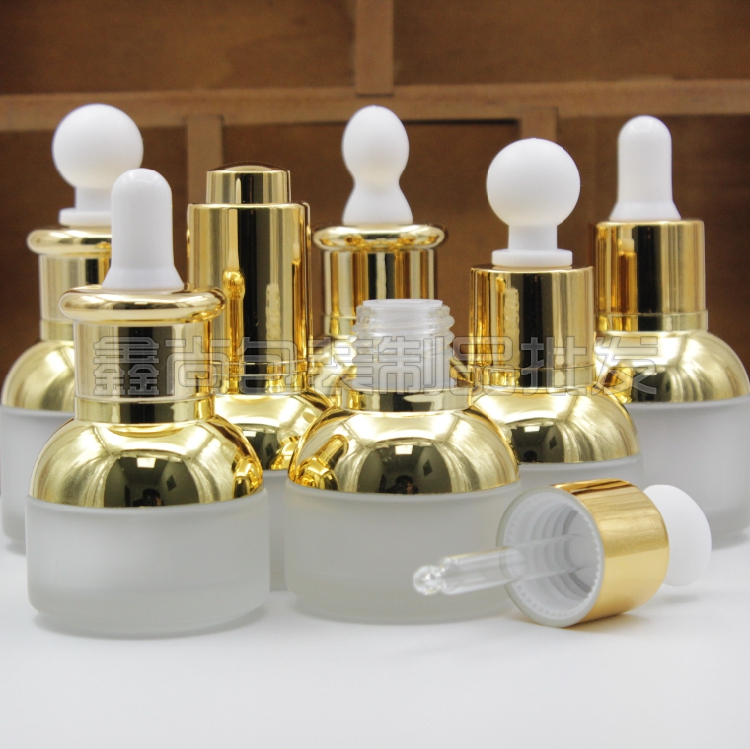 磨砂精油瓶矮胖玻璃滴管原液按压