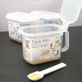 日本inomata厨房盐味精白糖砂糖收纳罐密封调味盒翻盖带勺子720ml